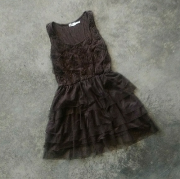 Blue Bird Dresses & Skirts - Blue Bird Chocolate Tulle Rosette Sleeveless Dress